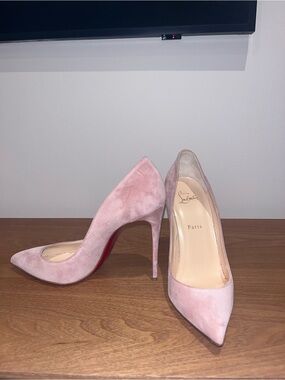 Christian Louboutin Blush Pink Suede Kate Pumps
